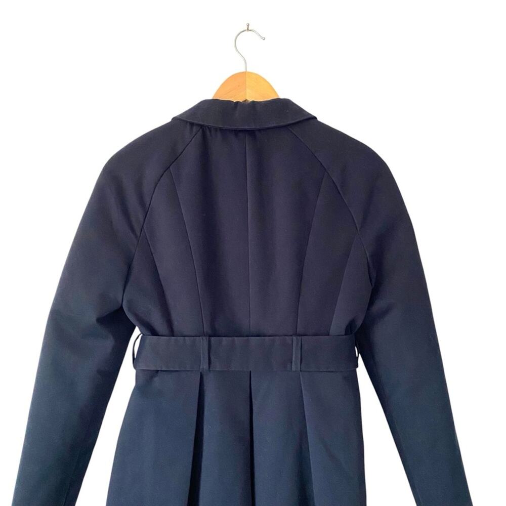 Mademoiselle Tara Jarmon Navy Blue Belted Trench Coat size 36 US size small - Picture 3 of 7